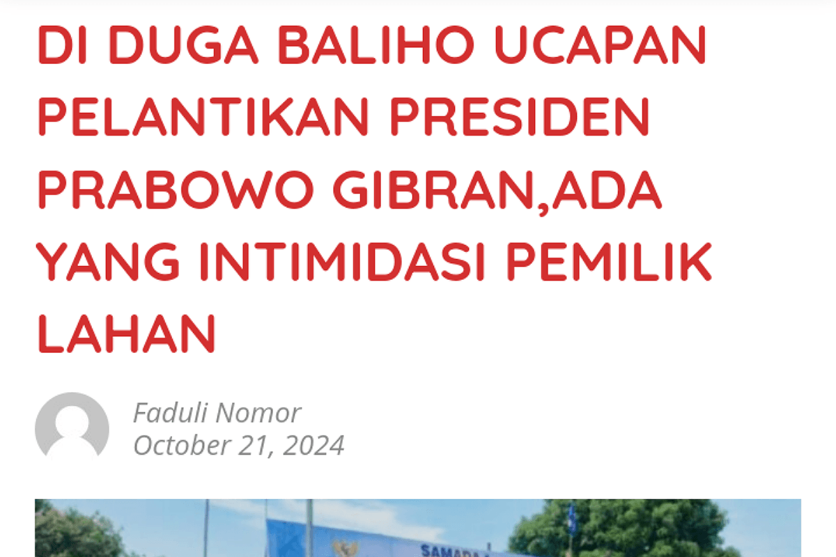 Pemberitaan Media FaduliNews Ada yang Intimidasi Pemilik Lahan di Tongowai Tidore, Mulyanti: Hoax dan Tidak Benar 40 Tangkap layar pemberitaan dari media FaduliNews.
