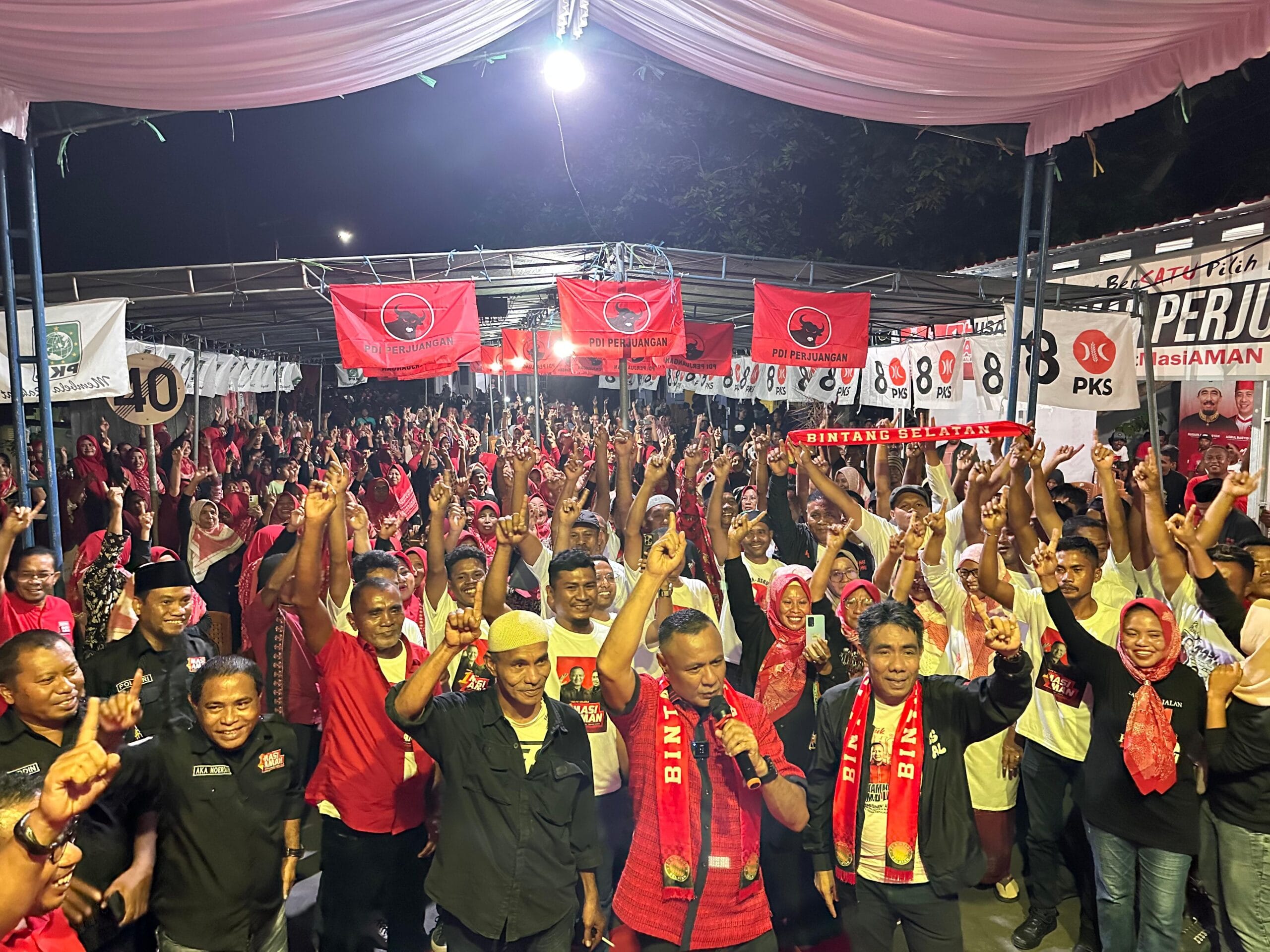 Kampanye Paslon Wali Kota Masi Aman di Kelurahan Tongawai Kecamatan Tidore Selatan Kota Tidore.