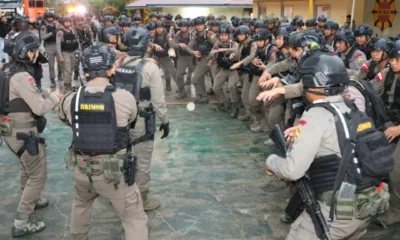 Personel Satgas Pengamanan Objek Vital (Pam Obvit) yang tergabung dalam Satgas Amole bertugas menjaga keamanan wilayah operasional PT Freeport di Kabupaten Mimika, Papua Tengah. Humas Polda Papua.