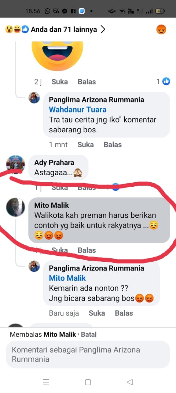 Komentar akun dengan nama Mito Malik.