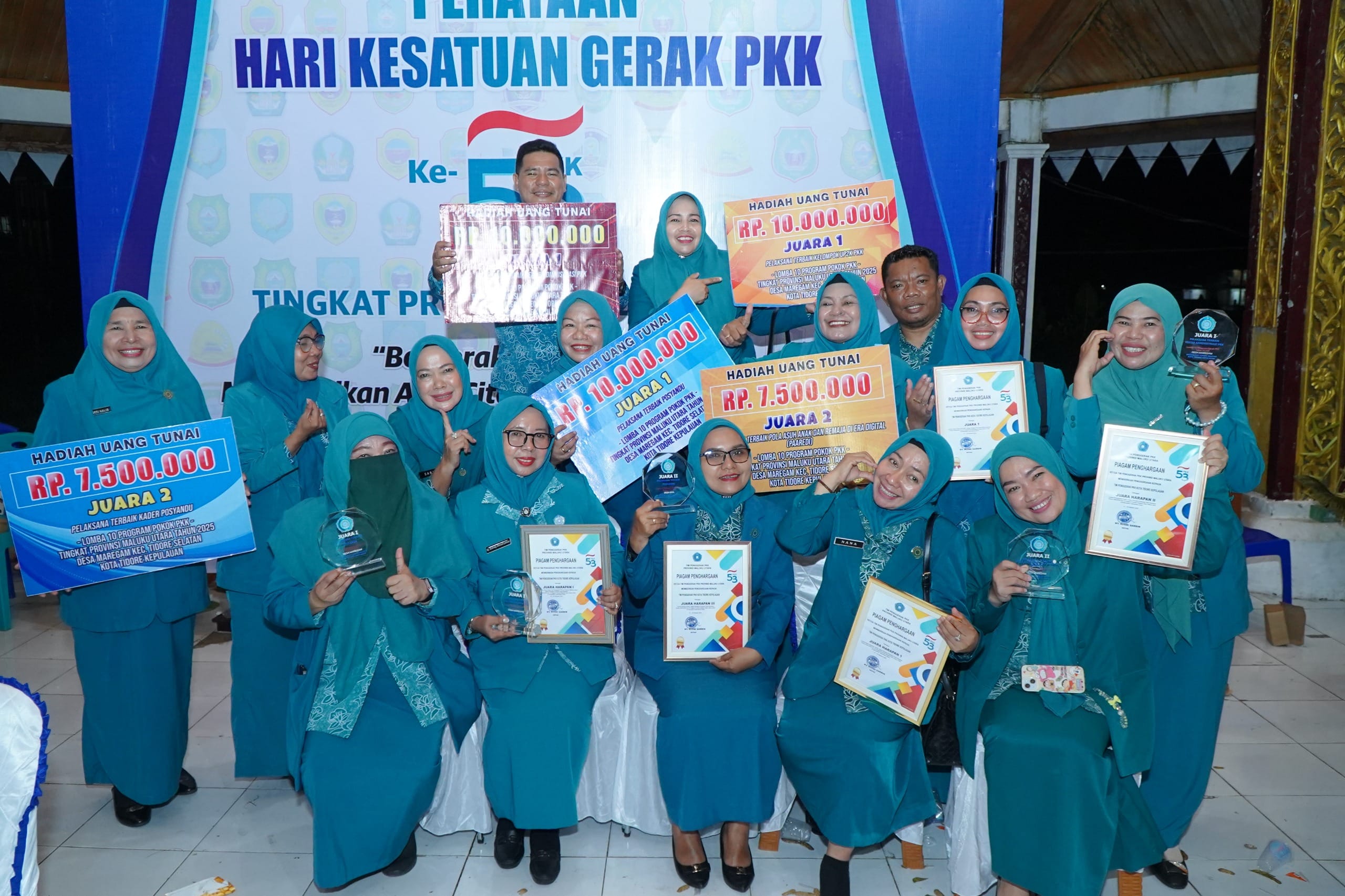 TP PKK Kota Tidore Kepulauan Raih Banyak Juara di HKG PKK ke-53 Tingkat Provinsi Maluku Utara.