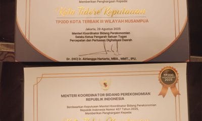 Pemkot Tidore Raih Dua Penghargaan Terbaik TP2DD Kawasan Nusampua.