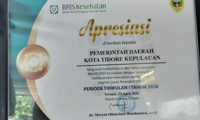 Tertib Bayar Iuran JKN-KIS, Pemkot Tidore Terima Penghargaan dari BPJS Kesehatan.