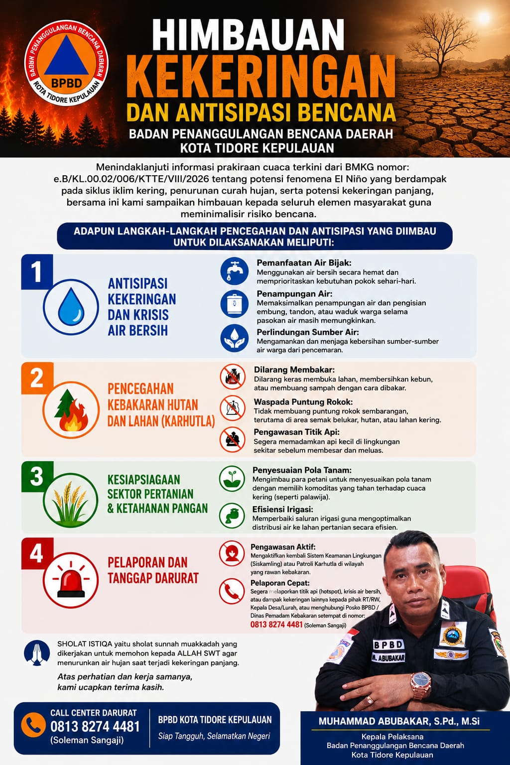 Hadapi Potensi El Nino, BPBD Tidore Imbau Warga Antisipasi Kekeringan dan Krisis Air Bersih 39 Hadapi Potensi El Nino, BPBD Tidore Imbau Warga Antisipasi Kekeringan dan Krisis Air Bersih.